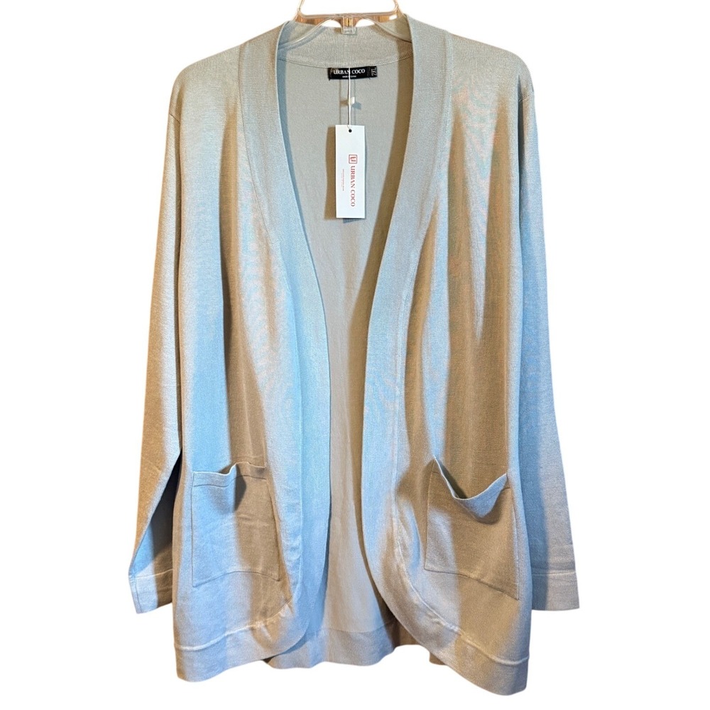 Urban Coco NWT Grey Fits Large  Sweater Cardigan Pockets‎